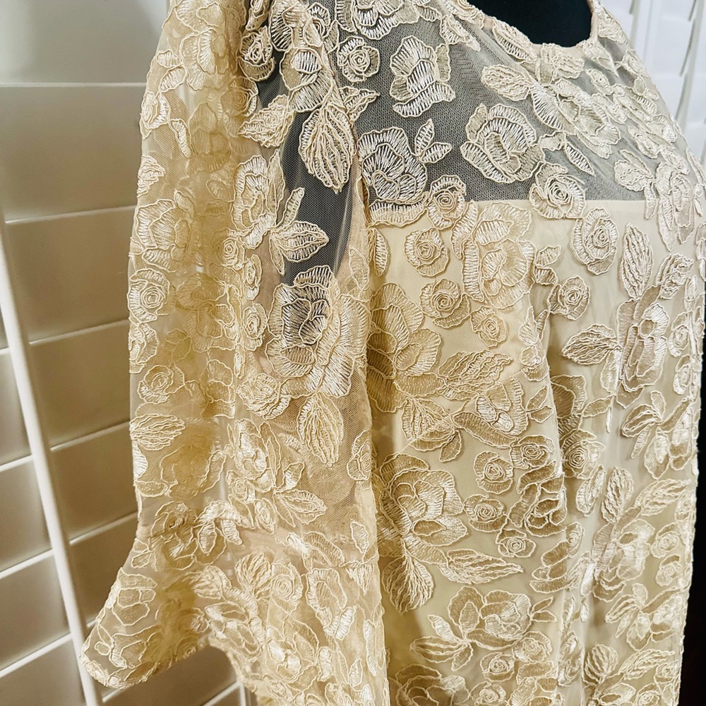 New Adrianna Papell Cream Floral Lace maxi Dress - Picture 4 of 10